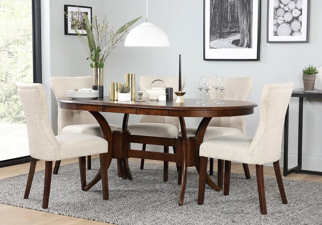 Glass top dining table for six