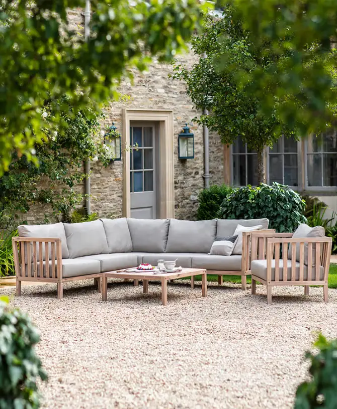 Modern rattan outdoor furniture set in Dubai villa