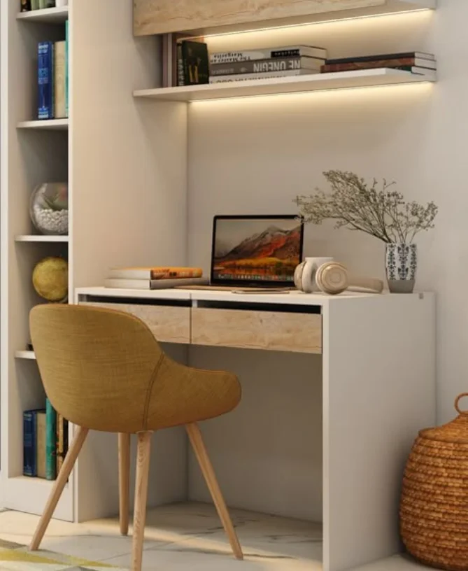 Wooden Study Table with Side Storage in Dubai