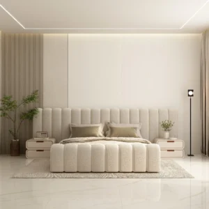 Mehraab Bed With Velvet Headboard