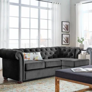 Barcelona 3-Seater Velvet L-Shape Sofa
