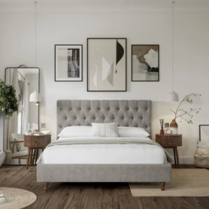 Button Tufted Headboard Bed