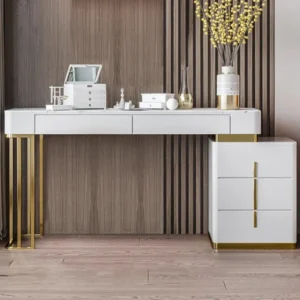 Champagne Stylish Marble Top Makeup Dressing Table