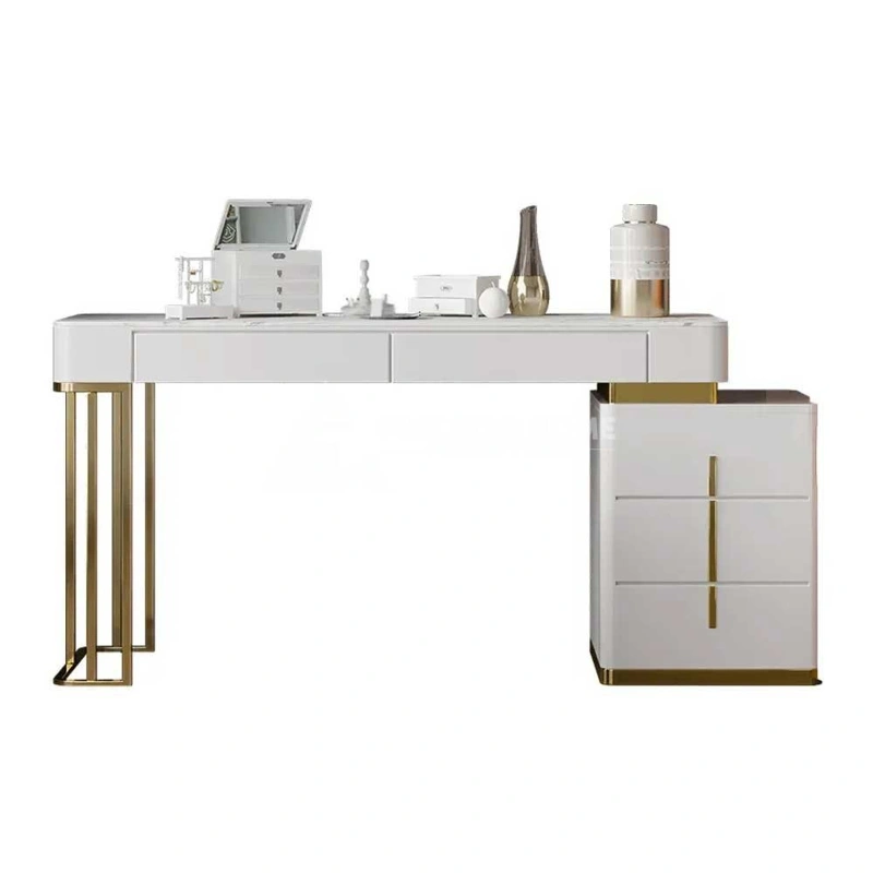 Champagne Stylish Marble Top Makeup Dressing Table img 2
