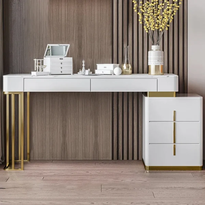 Champagne Stylish Marble Top Makeup Dressing Table