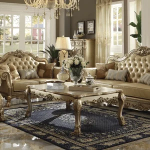 Hand Carved Modern Teak Wood Rectangle Coffee Table img 1