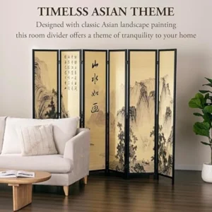 Mygift Bamboo Screen Freestanding Room Divider img 1