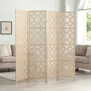 Quarterfoil Infused Diamond Design 4-Panel Room Divider