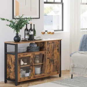 VASAGLE Storage Sideboard with 3 Doors Rustic img 1