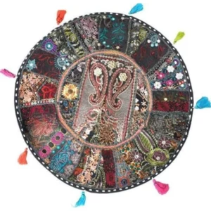 22_ XL Patchwork Round Pillow Floor Cushion