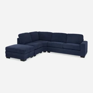 4-Piece Modular Fabric Sofa Set, Dark Blue img 1