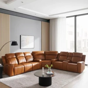 Brown Floof Corner Recliner Sofa Set