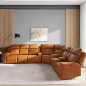 Floof Corner Recliner Sofa Set- Brown img 2
