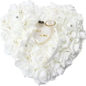 HONEYGIFTS Freesooth Wedding Ring Pillow White