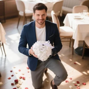 HONEYGIFTS Freesooth Wedding Ring Pillow White img 1