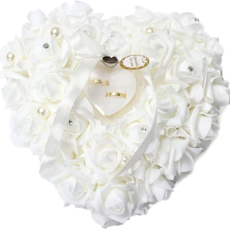 HONEYGIFTS Freesooth Wedding Ring Pillow White