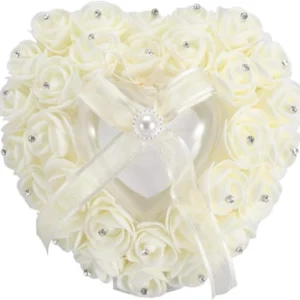 Haofy Wedding Ring Pillow, Romantic Heart-Shaped Wedding Ring