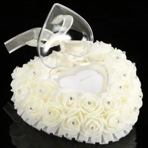 Haofy Wedding Ring Pillow, Romantic Heart-Shaped Wedding Ring img 2
