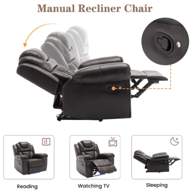 Leather Reclining Sofa Set,Home Theater img 1