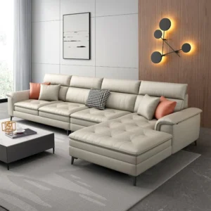 Modern L-Shape Sectional with Pillows img 2