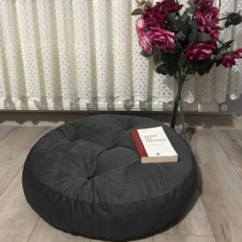 Round Anthracite Floor Cushion 70x70