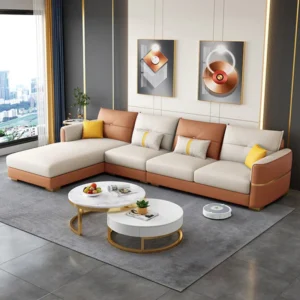 Sqaure Arm Tufted Back Sectional Sofa