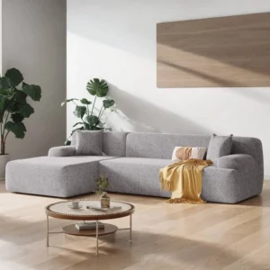 Velvet L Shaped Sectional Sofa with Solid Wood Frame img 2