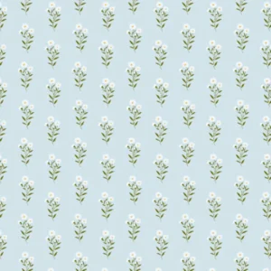 Vintage Blue Ditsy Floral Printed Bench Cushion img 1