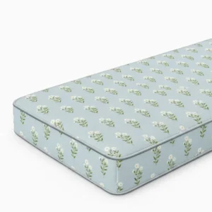 Vintage Blue Ditsy Floral Printed Bench Cushion img 2