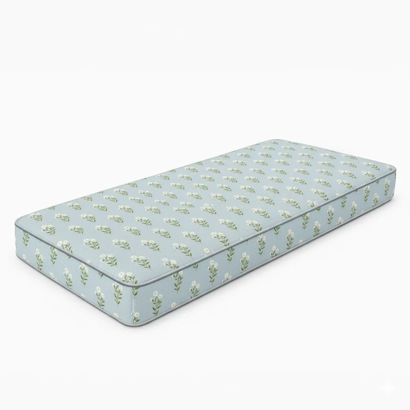 Vintage Blue Ditsy Floral Printed Bench Cushion