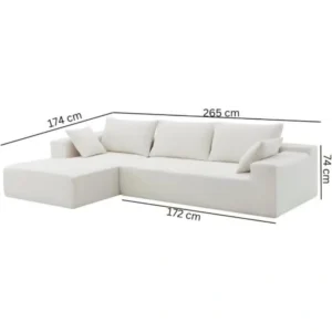 White Upholstered Sleeper Modular Sofa img 1