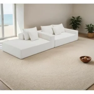 White Upholstered Sleeper Modular Sofa img 2